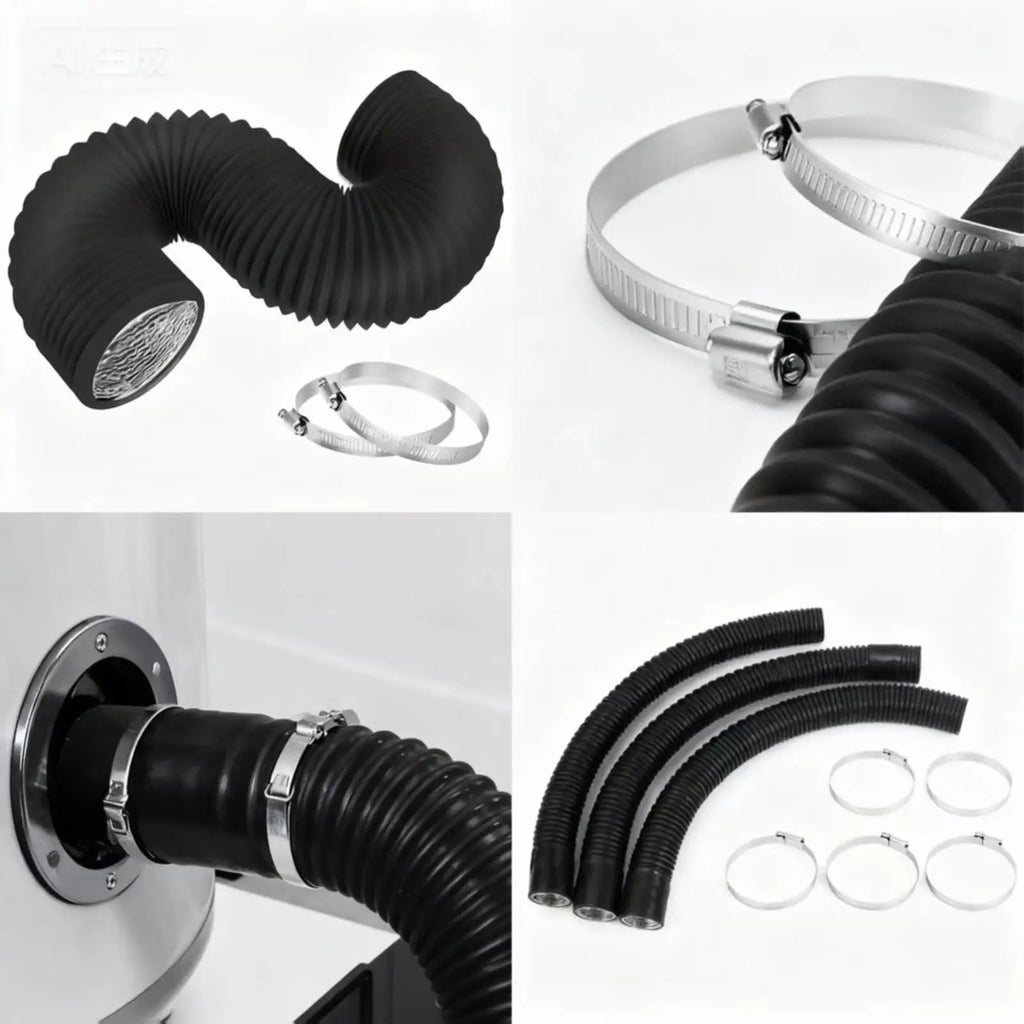 4-Inch Flexible AC Exhaust Hose with Clamps | Aluminum Foil Duct