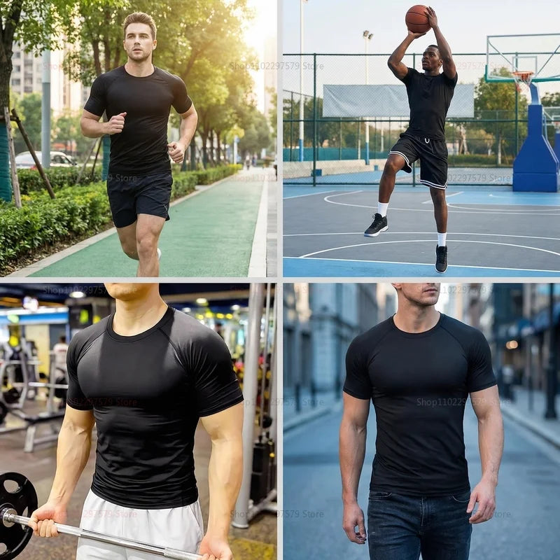 Men's Quick-Dry Stretch Running T-Shirt | Fitness Sports Top