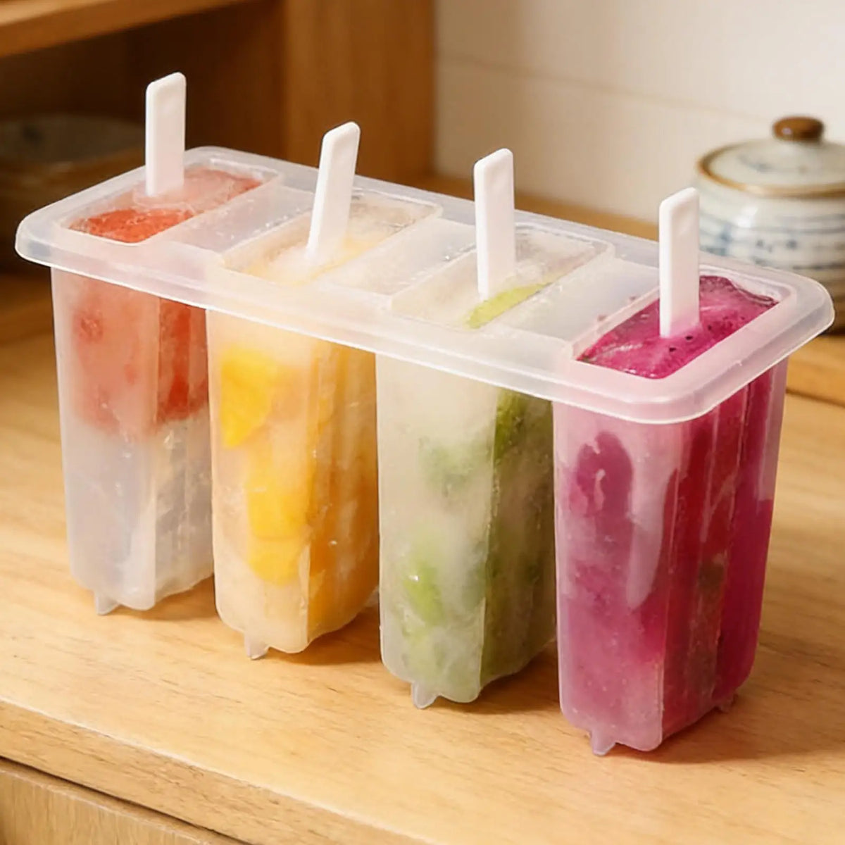 4-Cavity Popsicle Mold with Lid – DIY Ice Cream & Ice Pop Maker