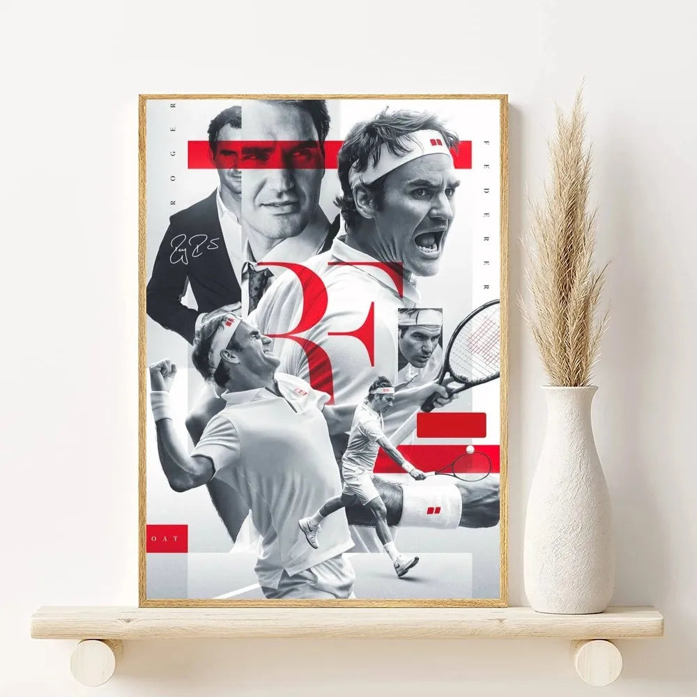 Roger Federer HD Wall Poster – Waterproof PVC Sticky Decor