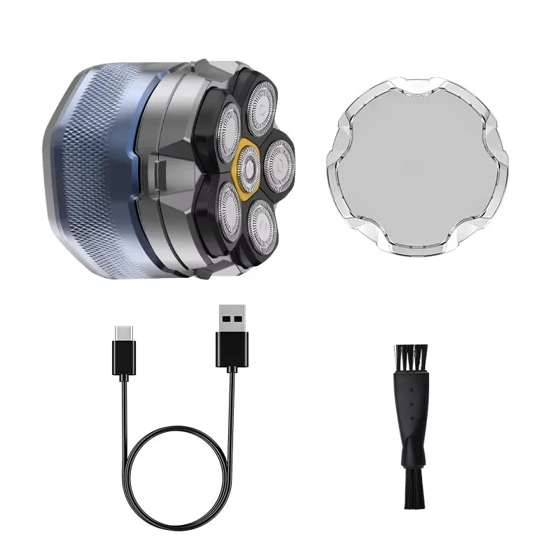 6D Magnetic Electric Head Shaver for Men – LED & Waterproof