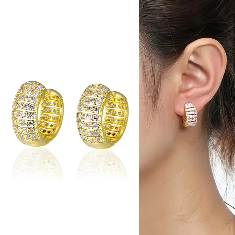 Huitan Cubic Zirconia Hoop Earrings – Women's Fashion Jewelry