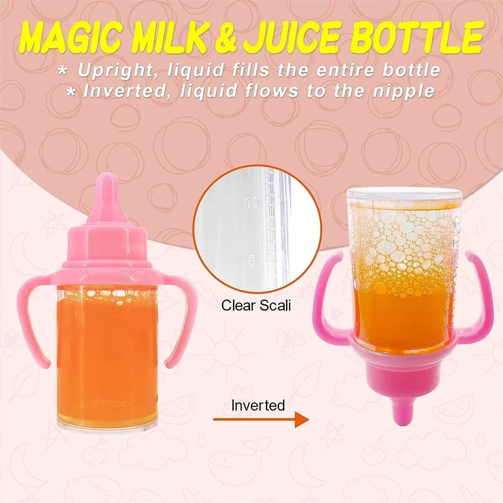 Baby Doll Feeding Bottle Set – 2 Bottles & Pacifier | 17" Dolls