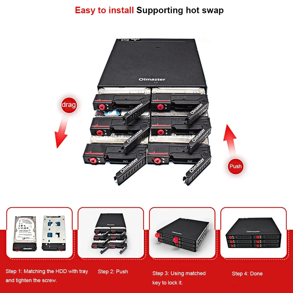 OImaster 6-Bay 2.5" SATA HDD SSD Hot-Swap Mobile Rack 6Gbps