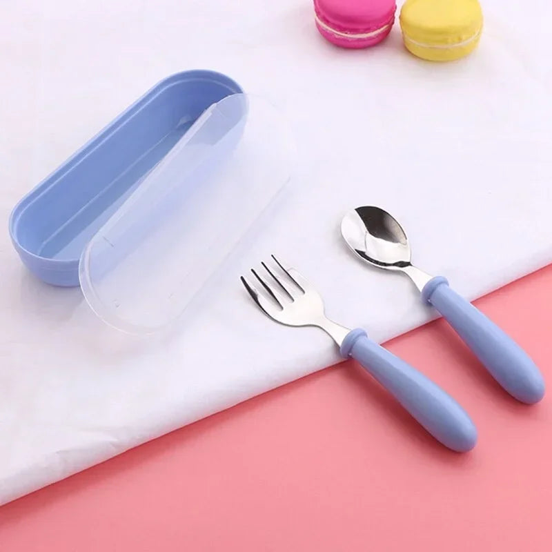 3-Piece Kids Stainless Steel Cutlery Set – Spoon, Fork & Box