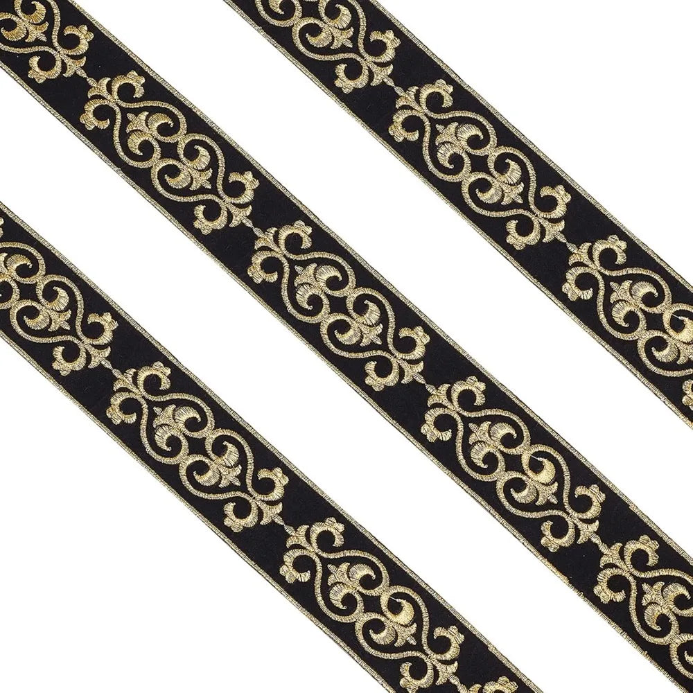 Ethnic Floral Jacquard Grosgrain Ribbon Goldenrod 46mm 3.8m