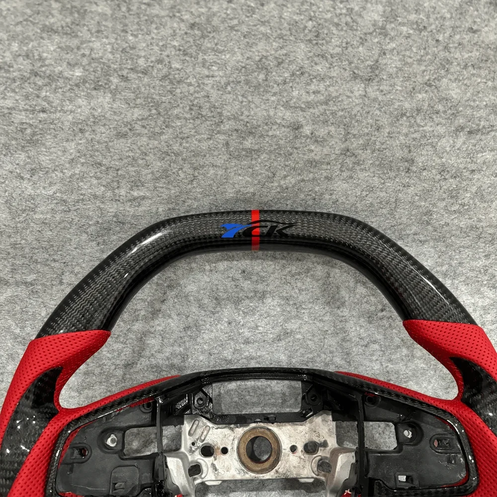 Carbon Fiber Red Leather Steering Wheel – Honda Civic Type-R FK8