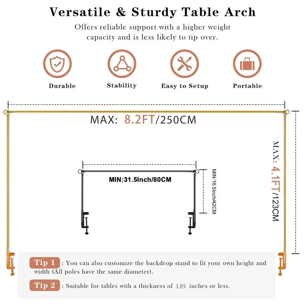 Table Arch Stand Clamps Adjustable Over Rod Dining Background Rack