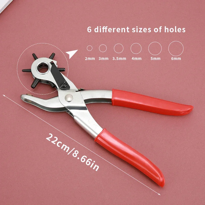 Leather Hole Punch 9 Belt Puncher Heavy Duty 6 Revolving Hand