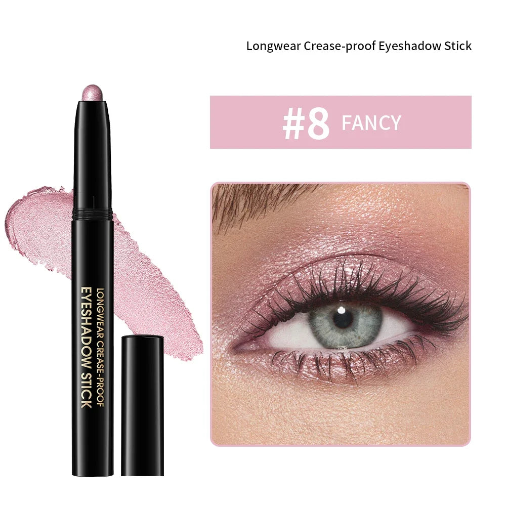 10-Color Glitter Eyeshadow Stick Set | Shimmer & Matte Crayon