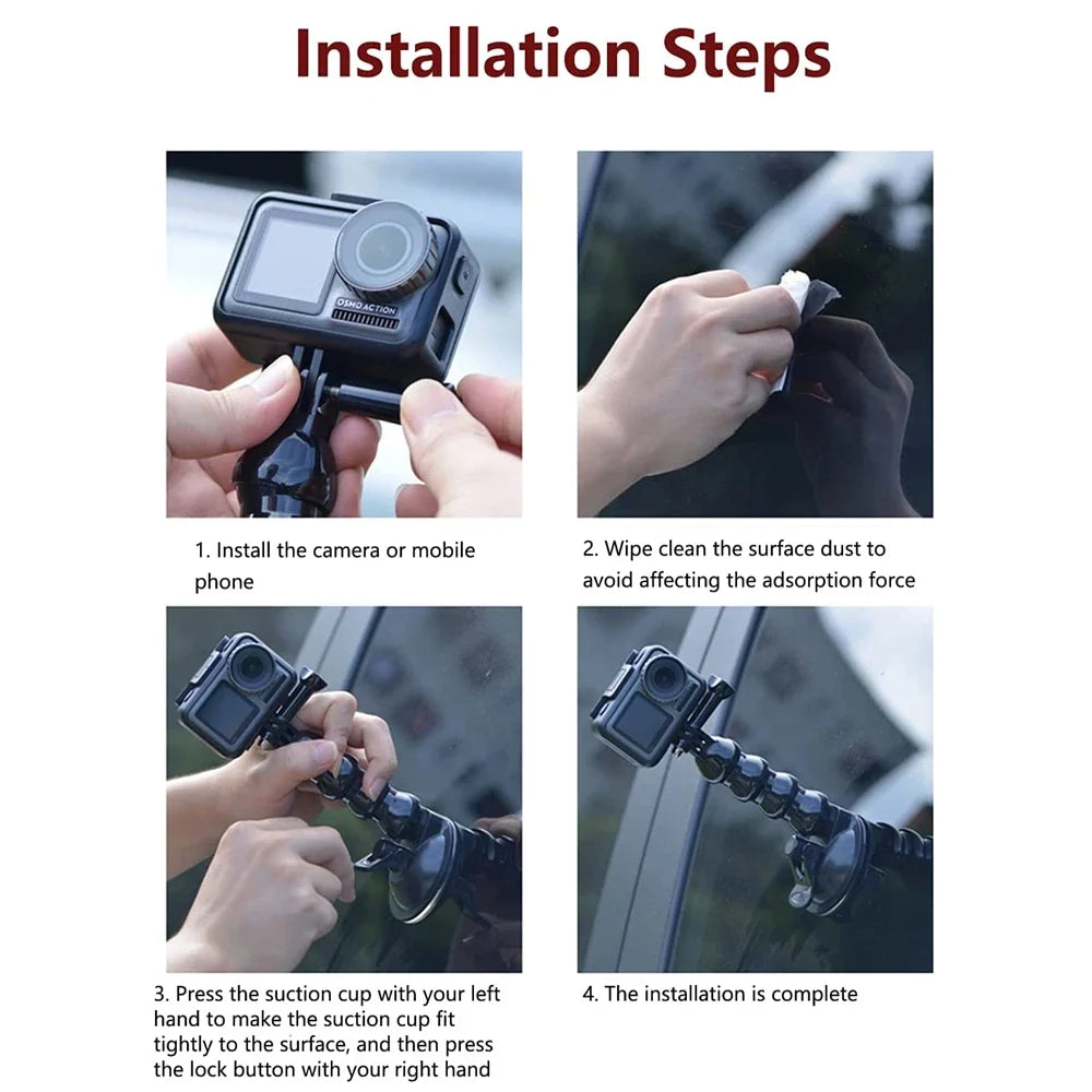 Windshield Suction Cup Mount for GoPro, DJI & Smartphone