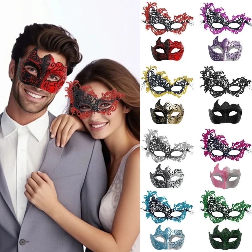 Couple Masks Lace Women Mask Men Painted Half Face Eye Party