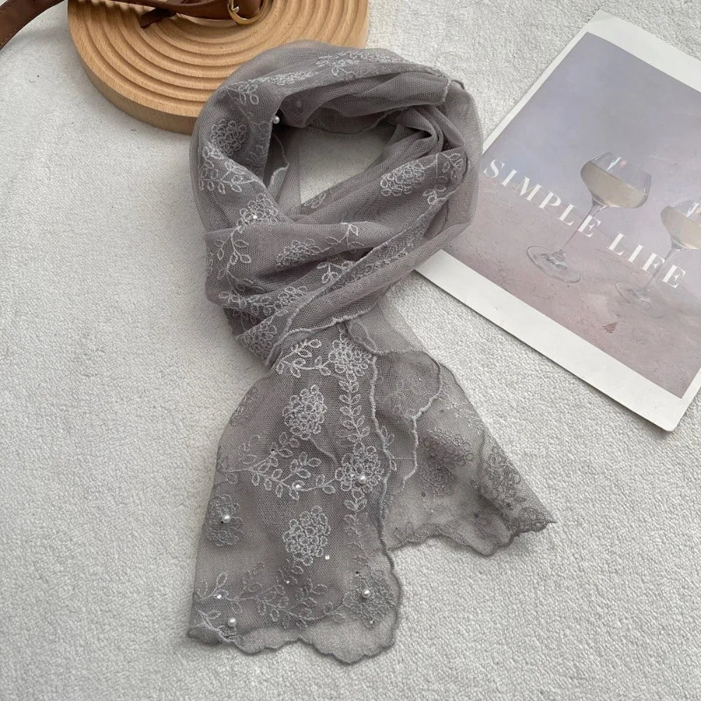 Retro Lace Embroidered Floral Long Scarf & Neckerchief Women