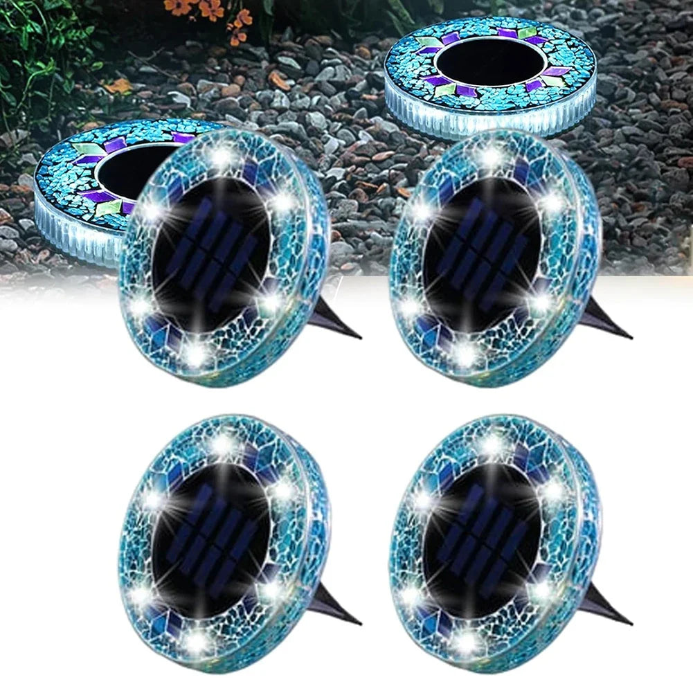 Solar Mosaic Disk Lights – LED In-Ground Garden Stake Lights 12pc