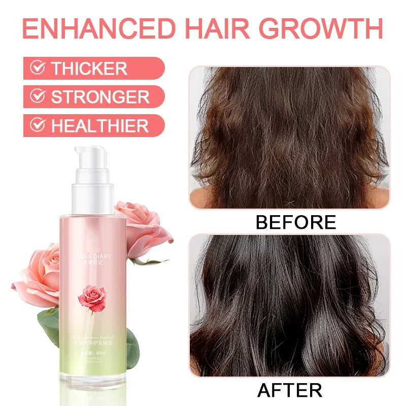 Rose Brightening Hair Essential Oil – Smooth Frizzy & Curly Hair