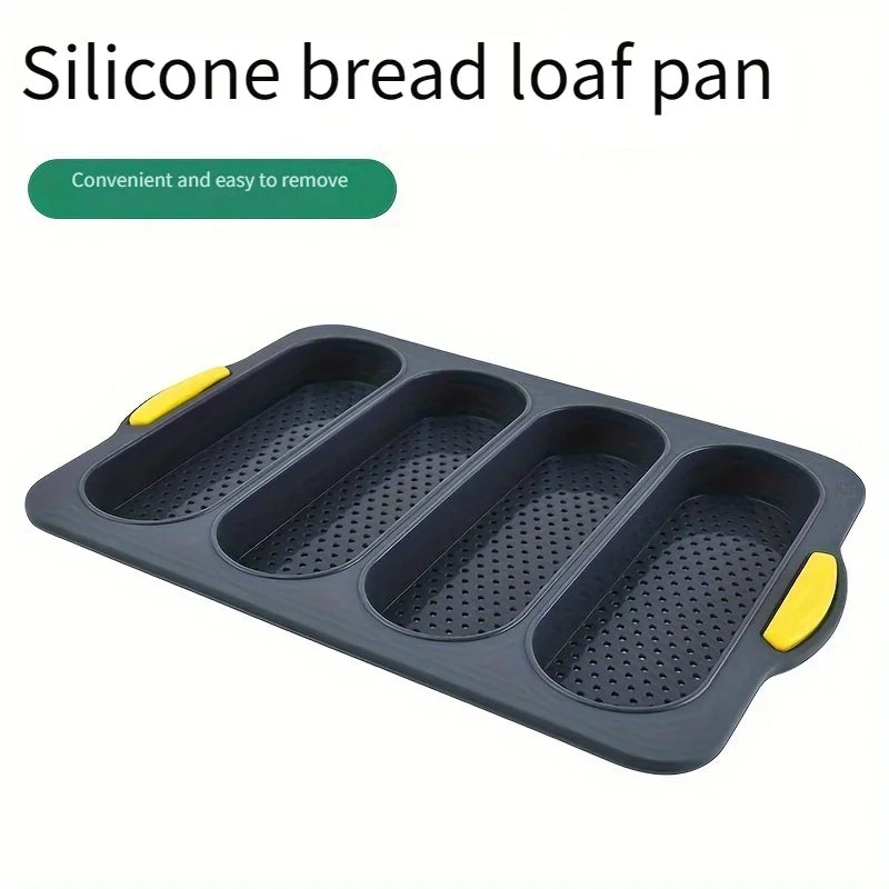 4-Grid Silicone Bread & Cake Mold – Rectangular Baking Pan