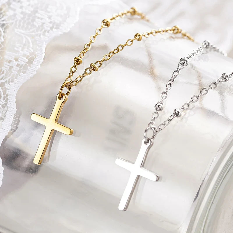 Huitan Dainty Cross Pendant Necklace | Stainless Steel Women
