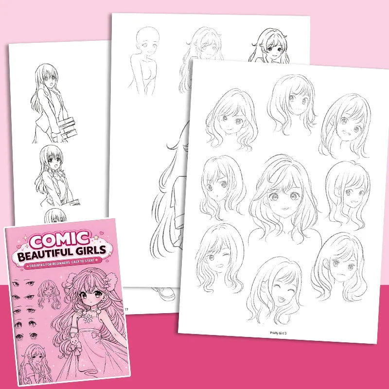 Comic Drawing Book Girls 32 Pages Cartoon Art Sketch Beginners Step