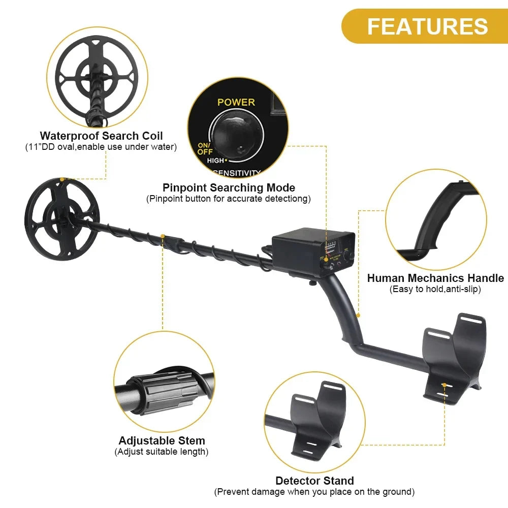 TC-200 Upgrade Metal Detector Underground Wire Iron Gold Adjustable