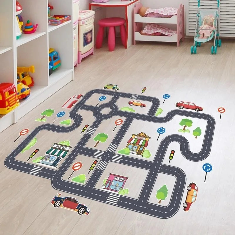 Car Road Signs Kids Wall & Floor Stickers – Self-Adhesive