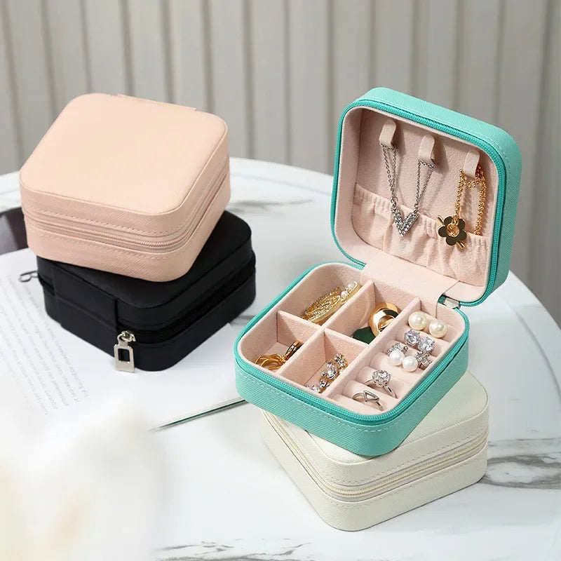 Portable Leather Jewelry Travel Organizer Box | Rings & Earrings
