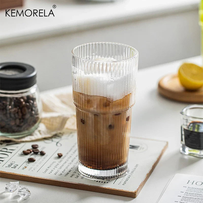 KEMORELA Ribbed Glass Tumblers 590ml | Set of 2 or 4