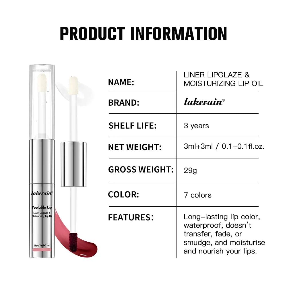 Waterproof Peel Off Lip Liner Gloss Double Head Matte Nourishing