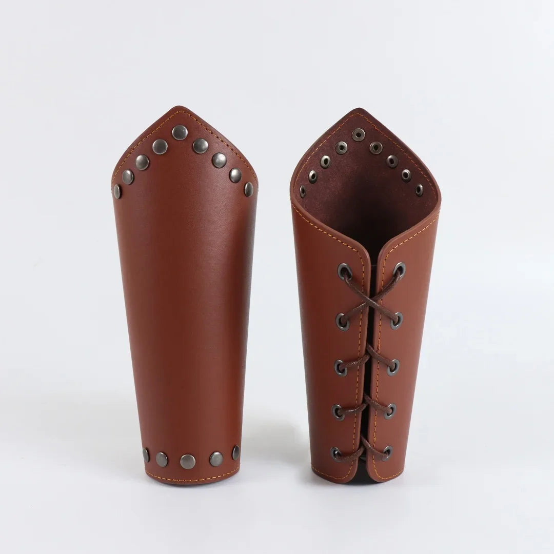 Medieval PU Leather Gauntlet Wristband Arm Bracers Punk Bracer Wrist