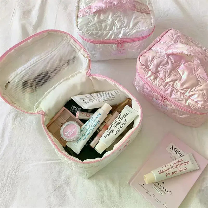 Shiny Star Makeup Bag – Cute Zipper Cosmetic Organizer Women