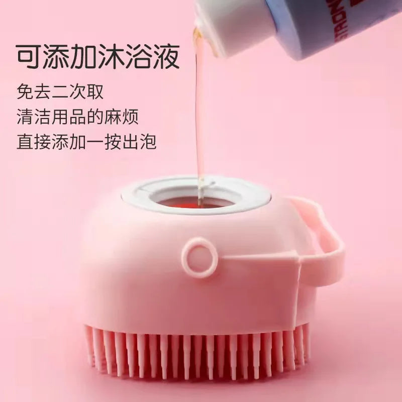 Pet Bath Massage Brush Household Silicone Cat Dog Cleaning Tool Foam