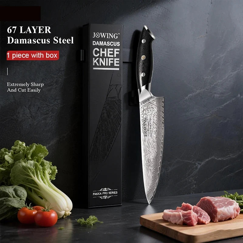 67-Layer Damascus Steel Chef Knife – Japanese Style Kitchen Knife