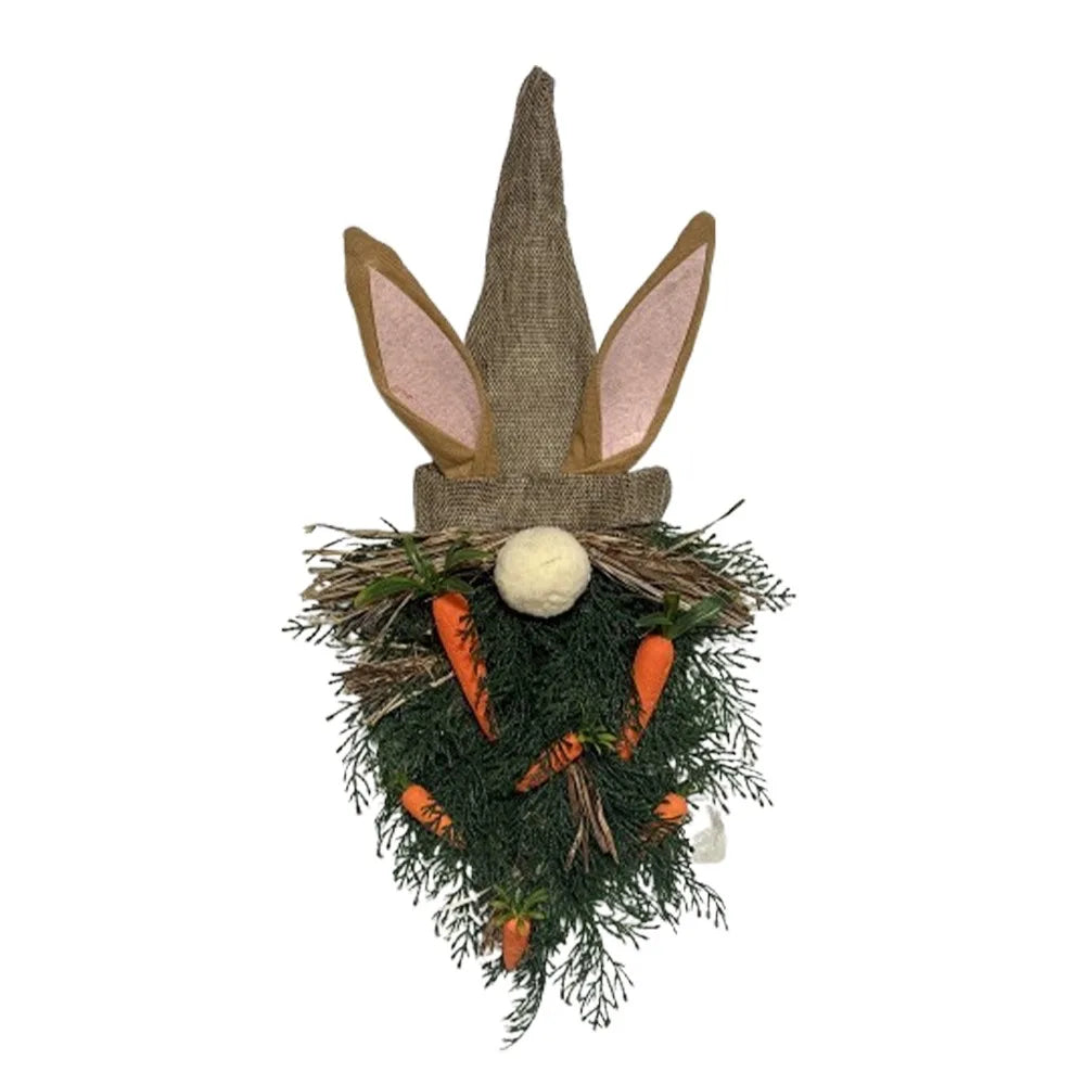 Rustic Easter Gnome Wreath | Bunny Carrot Door Hanger Decor