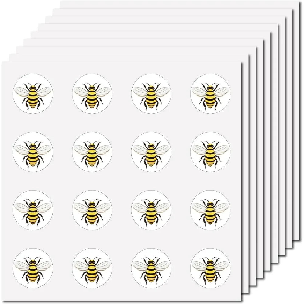 128Pcs Bee Round Stickers – Waterproof Self-Adhesive Cartoon Decals