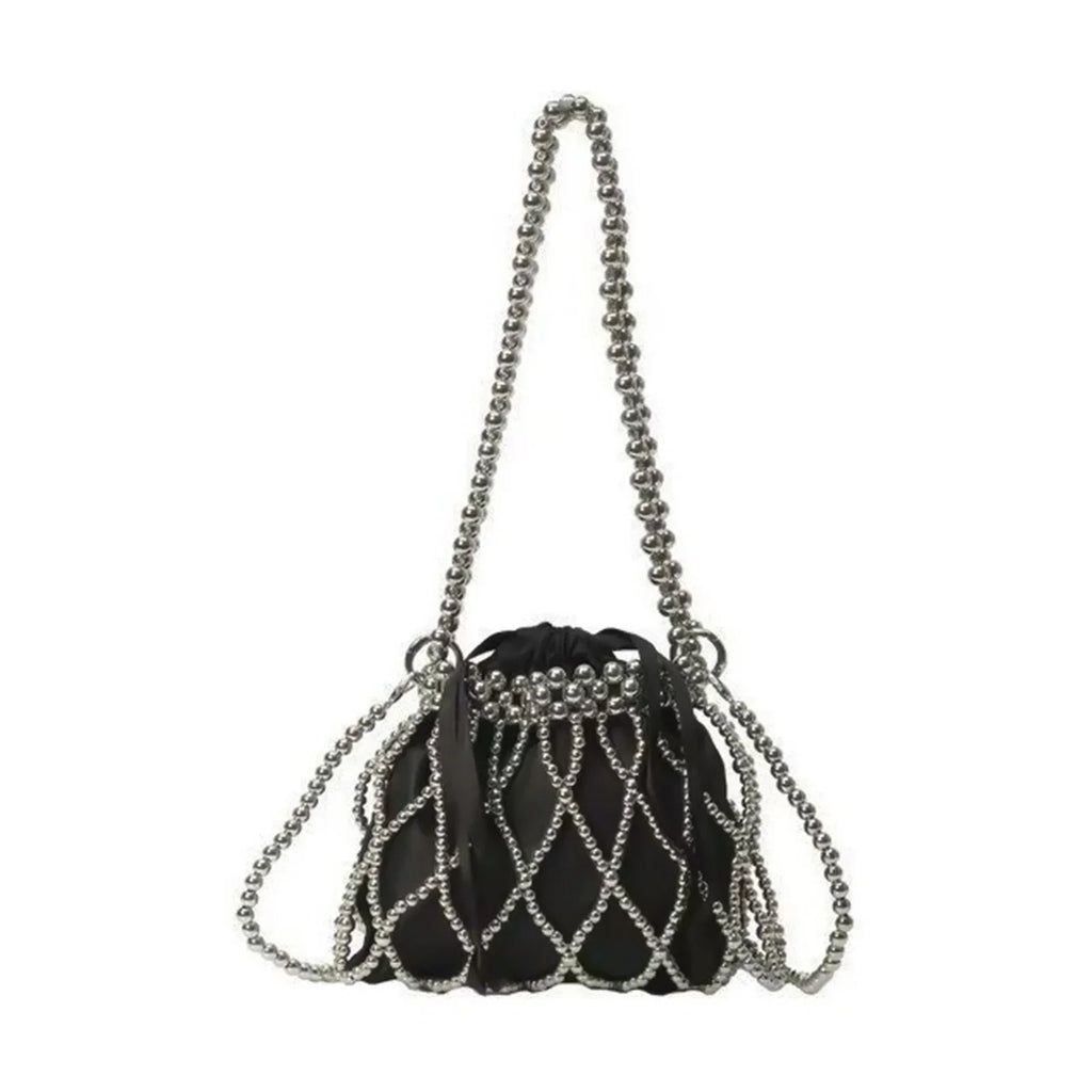 Pearl Woven Crossbody Bag for Women | Lace Design Purse