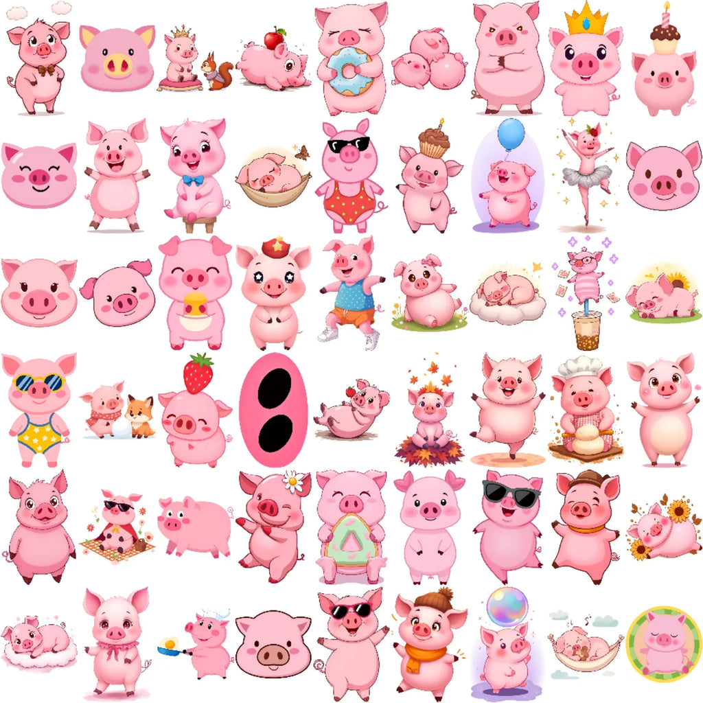 54pcs Cute Pig Temporary Tattoo Stickers – Waterproof 3D