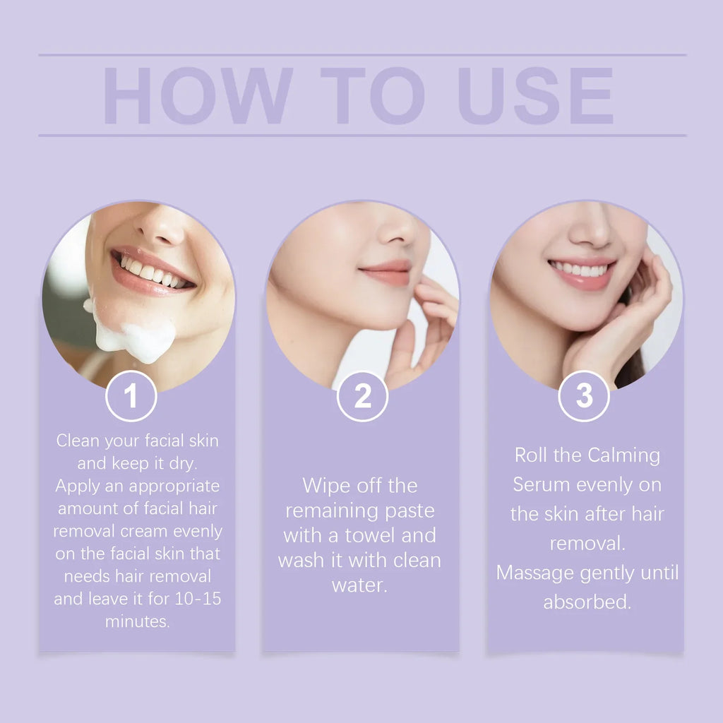 Facial Hair Removal Cream & Calming Serum Kit | Smooth Skin