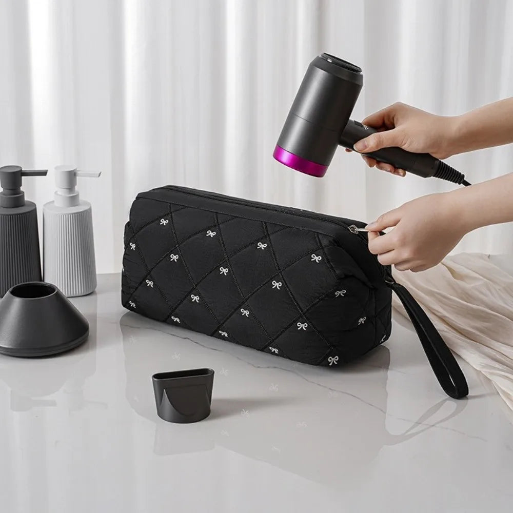 Bowknot Hair Dryer Storage Bag – Dustproof Travel Organizer