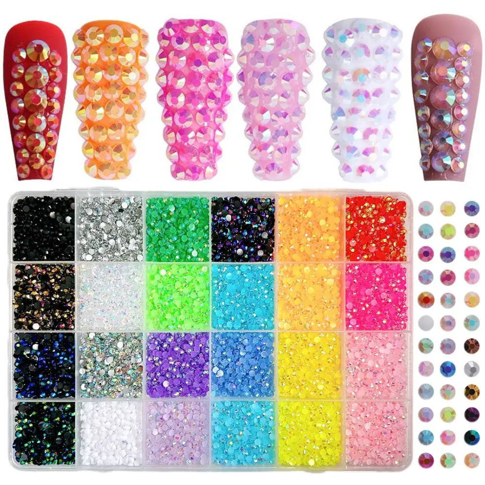 3D Nail Rhinestones Kit – 24-Grid Bedazzling Charms & Craft Set