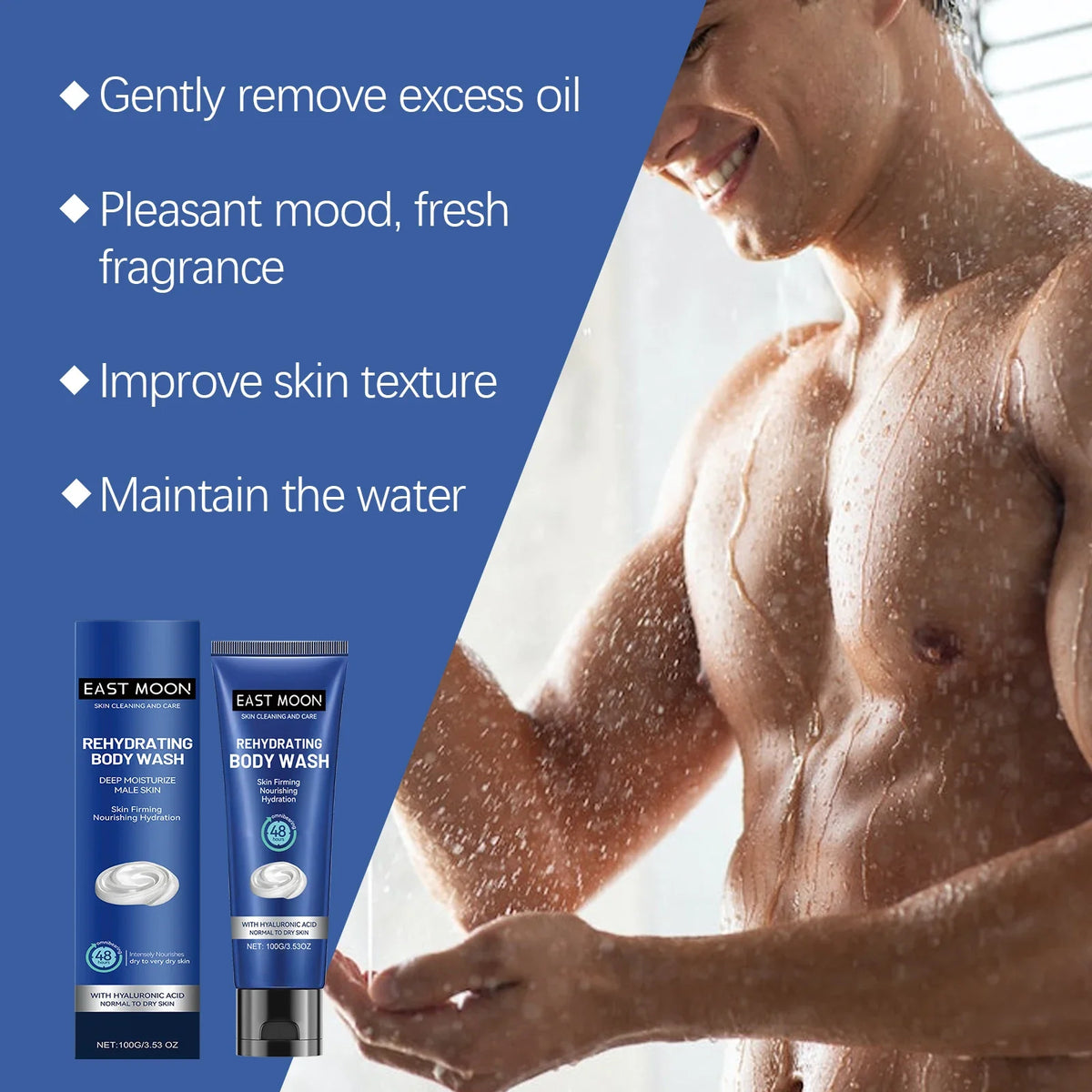 East Moon Hyaluronic Men's Shower Gel | Deep Moisture Body Wash