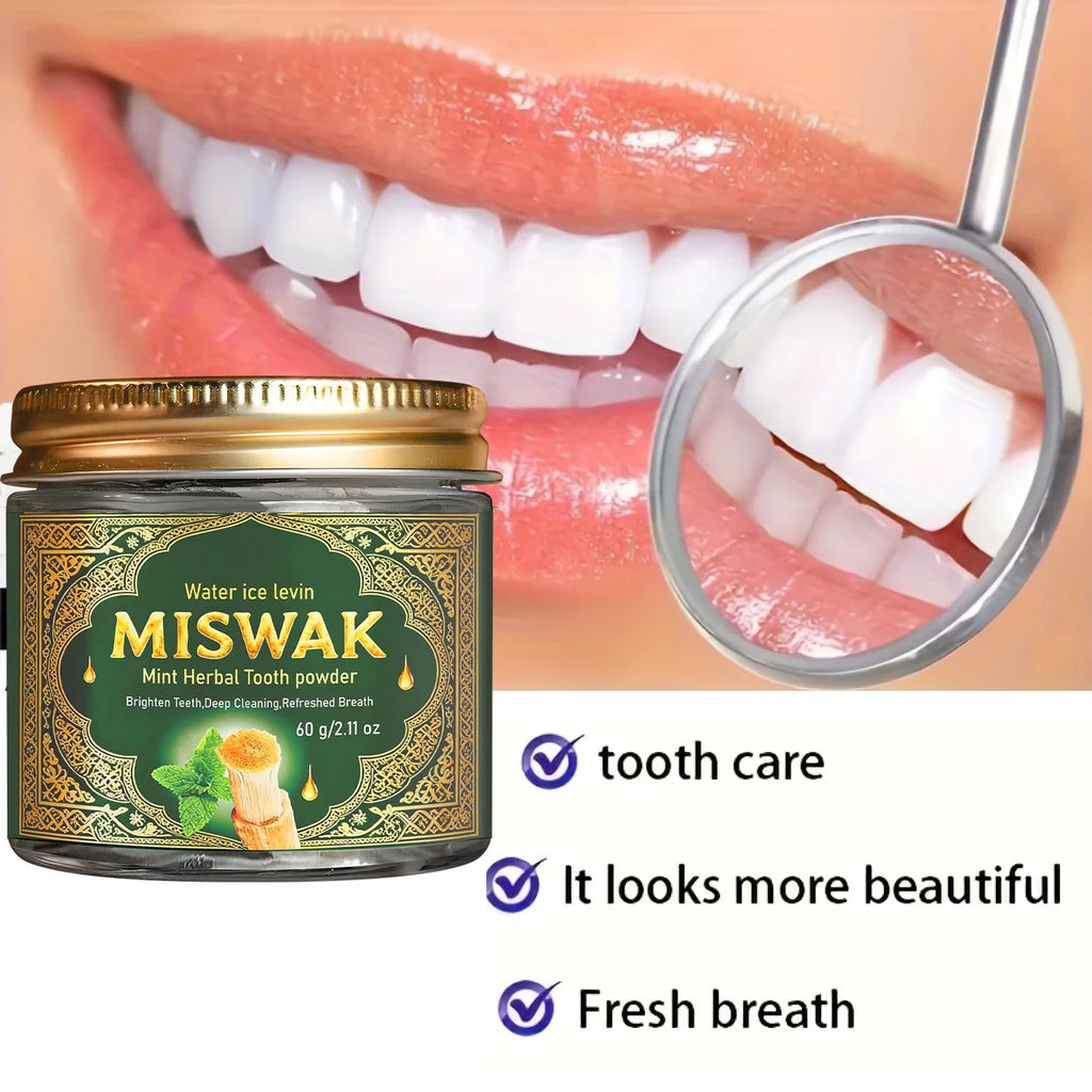 MISWAK Mint Herbal Tooth Powder – Charcoal & Hyaluronic Acid
