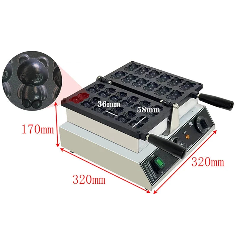 12-Slot Panda Waffle Maker 1500W – Dual-Sided, 110V/220V