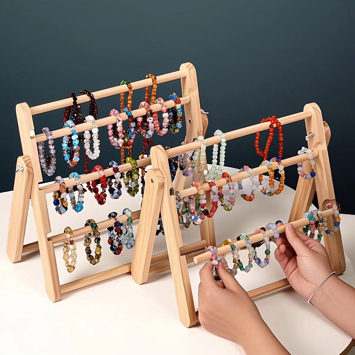 Solid Wood Multi-layer Bracelet Storage Rack Necklace Ankle Chain