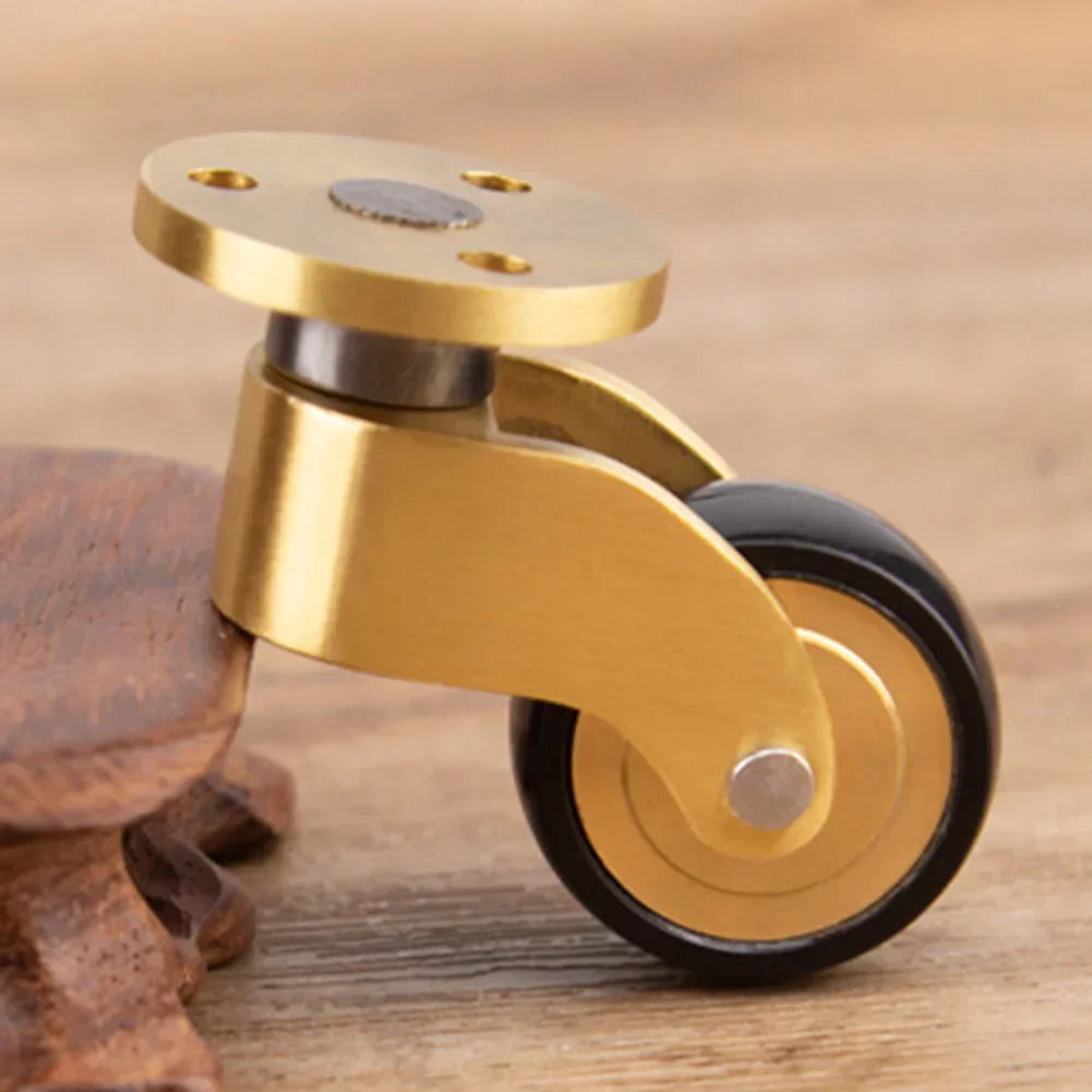 360° Brass Caster Wheels Set | Brushed Finish, Whisper-Quiet