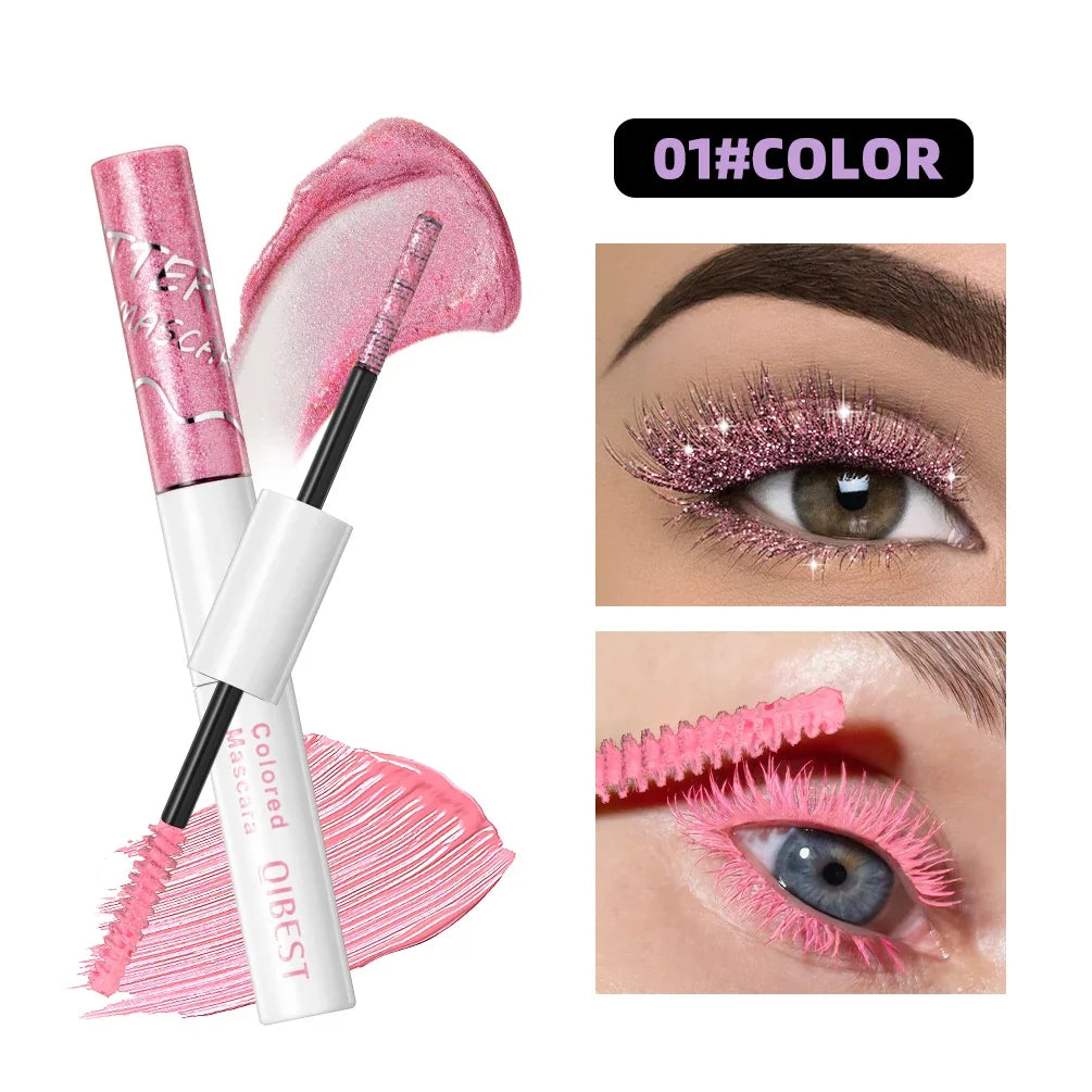 QiBest 2-in-1 Glitter & Colored Mascara | Waterproof, 6 Colors