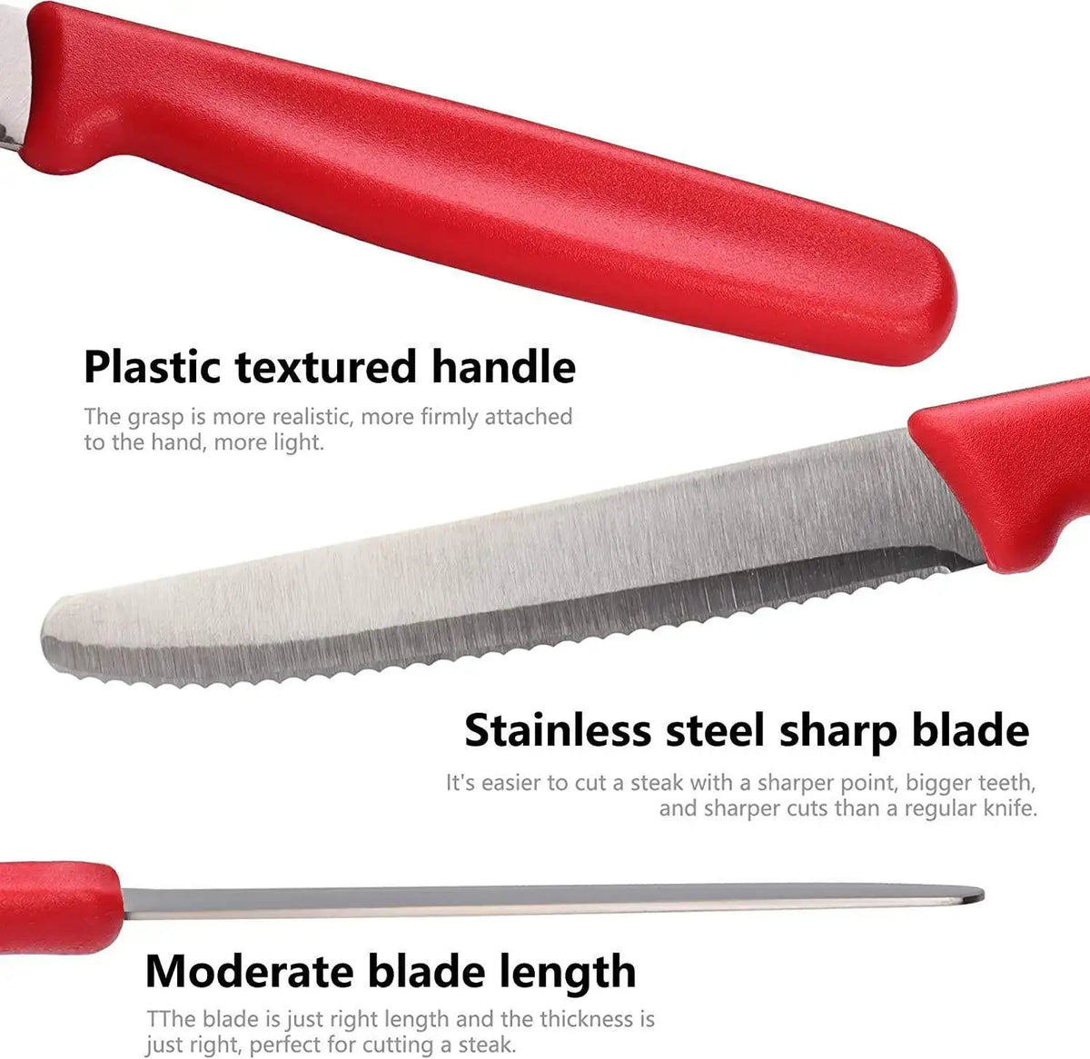 Serrated Steak Knife – Stainless Steel Blade & Plastic Handle