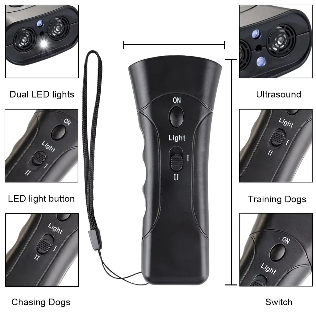 Ultrasonic Dog Bark Deterrent Trainer with LED Light