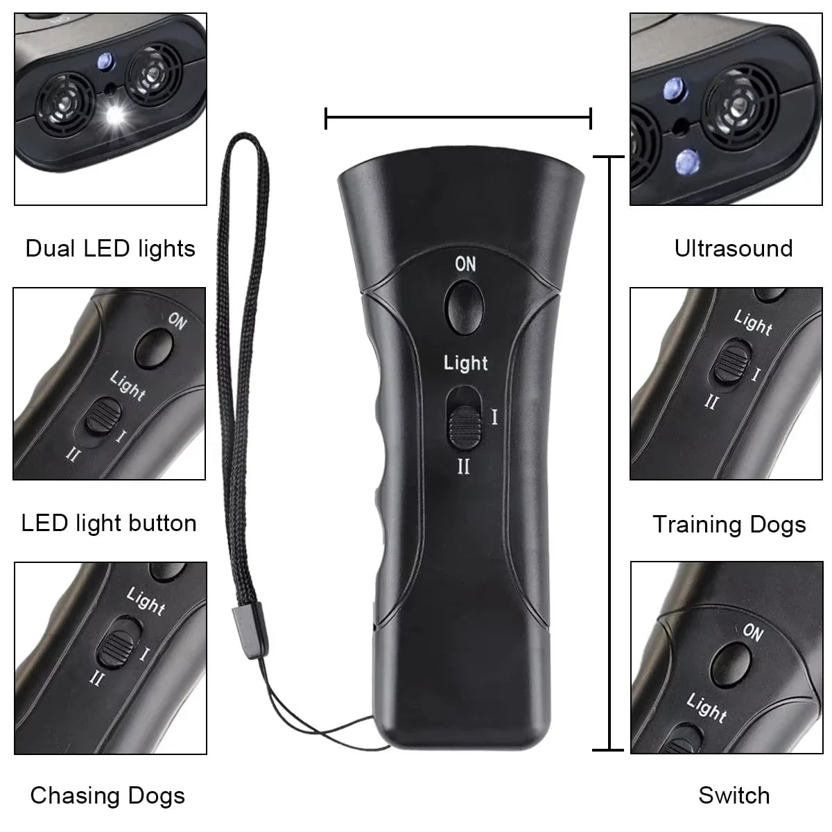 Ultrasonic Dog Bark Deterrent Trainer with LED Light
