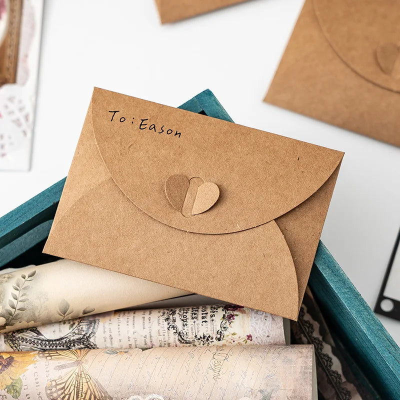 Bview Art Vintage Love Letter Heart Clasp Kraft Envelopes Paper