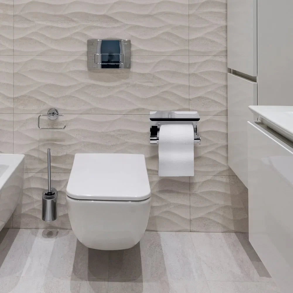 Stainless Steel Toilet Paper Holder with Phone Shelf