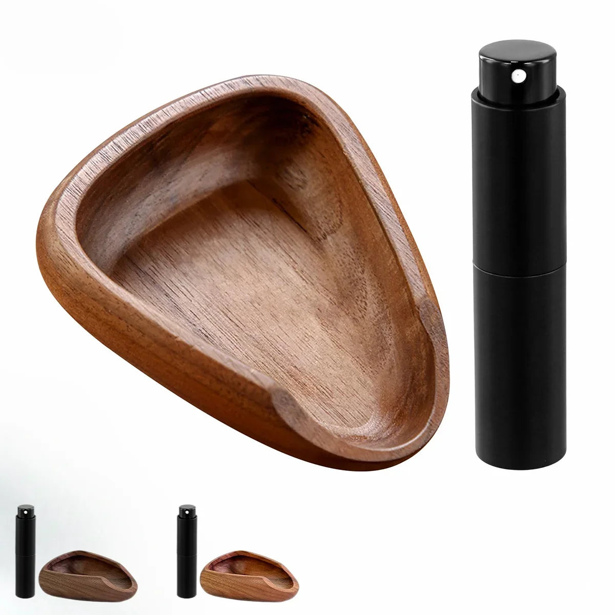 Wooden Coffee Bean Tray Sleek Black Sprayer Wood Dish Beans Perfect